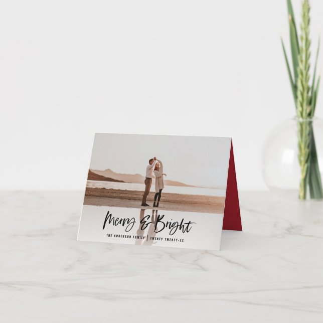 Cartão De Festividades Feliz e Brilho, moderno e mínimo natal fotográfico (Frente)
