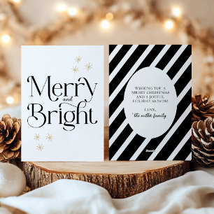 Cartão De Festividades Feliz e Brilho Moderno Simples - Stripes Negras