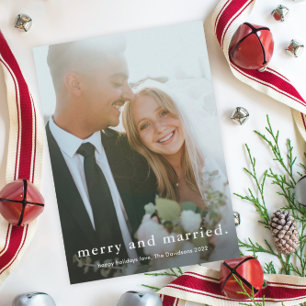 Cartão De Festividades Feliz e Casado Simples Fotografia de Casamento Nat