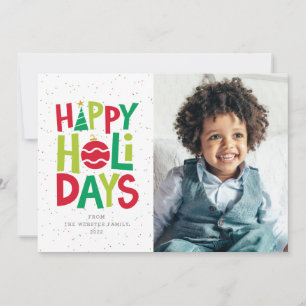 Cartão De Festividades Feliz e colorido, duas fotos divertidas