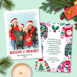 Cartão De Festividades Feliz e Flocos de Neve Brilhantes 1 Foto Natal