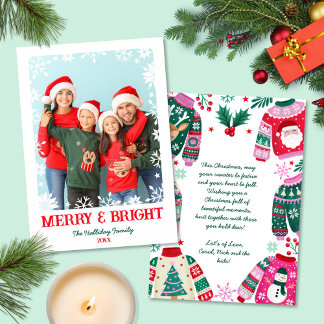 Cartão De Festividades Feliz e Flocos de Neve Brilhantes 1 Foto Natal