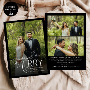 Cartão De Festividades Feliz e Foto casada para recém-casados Holida de N