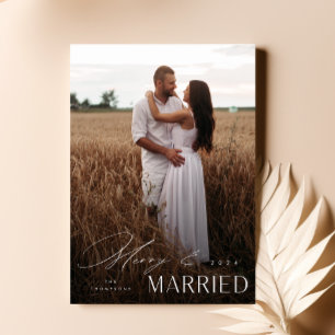 Cartão De Festividades Feliz E Foto Da Sobreposição De Casamentos Recém-C