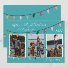 Cartão De Festividades Feliz e Luz de Natal Brilhante Foto turquesa