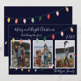 Cartão De Festividades Feliz e Natal Brilhante Luz Azul Escura Foto