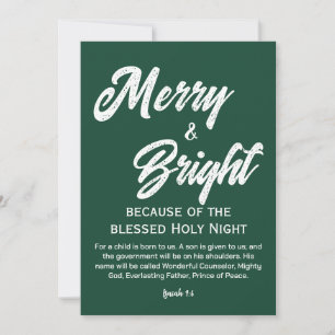 Cartão De Festividades Feliz e Natal Brilhante, White Script Verde