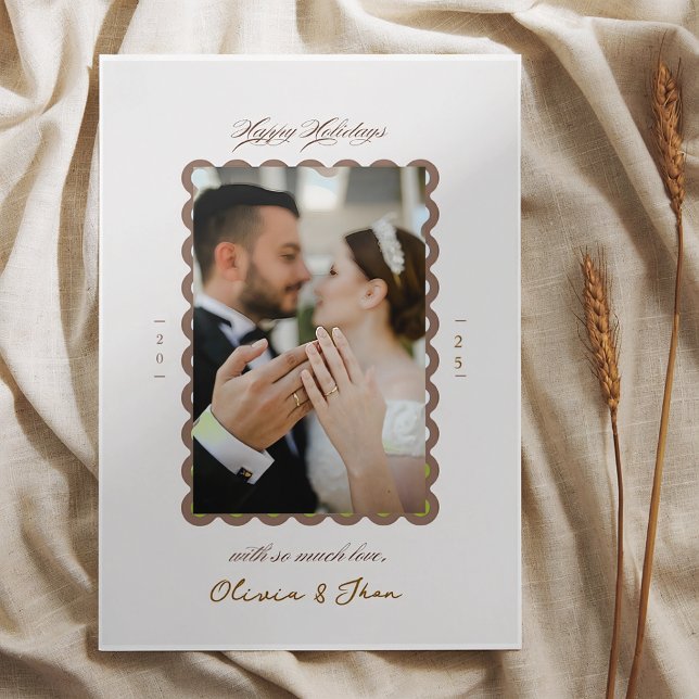 Cartão De Festividades Feliz e primeiro Natal casado (Criador carregado)