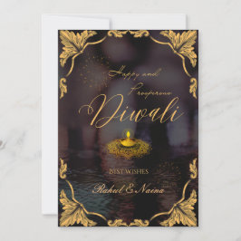 Cartão De Festividades Feliz e próspero Diwali Elegante personalizável