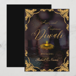 Cartão De Festividades Feliz e próspero Diwali Elegante personalizável