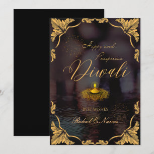 Cartão De Festividades Feliz e próspero Diwali Elegante personalizável