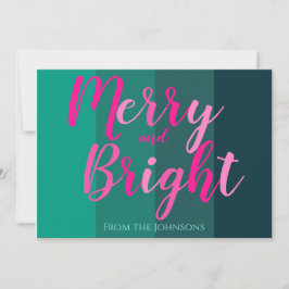 Cartão De Festividades Feliz e Rosa Brilhante e Natal Verde