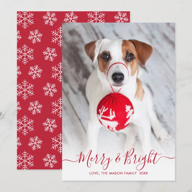 Cartão De Festividades Feliz e Roteiro Vermelho Brilhante Um Natal (Frente/Verso)