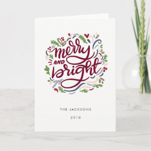 Cartão De Festividades Feliz e Script Brilhante no Natal Branco