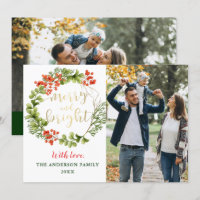 Feliz e verde brilhante Holly Wreath 2 Foto