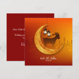 Cartão De Festividades Feliz Eid Al Adha Mubarak Orang Cabra Branco Islâm