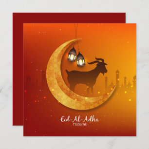 Cartão De Festividades Feliz Eid Al Adha Mubarak Orangak White Goat Islâm