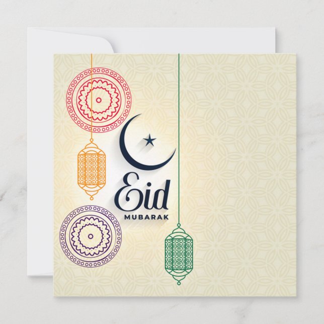 Cartão De Festividades Feliz Eid Mubarak Colorful (Frente)
