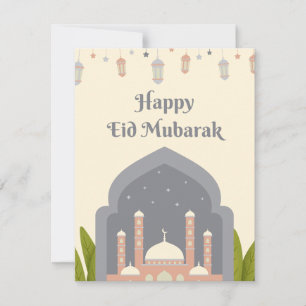 Cartão De Festividades Feliz Eid Mubarak Saudação Islâmica