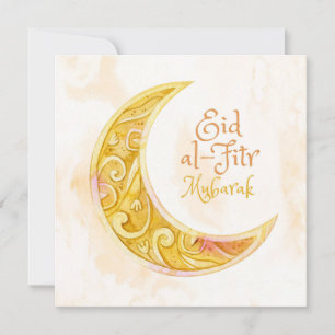 Cartão De Festividades Feliz Eid Mubarak Watercolor Patterent