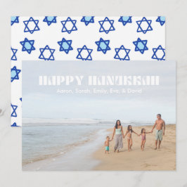 Cartão De Festividades Feliz Estrela Fotográfica da Família Hanukkah de D
