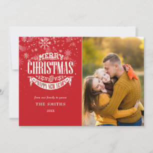 Cartão De Festividades Feliz Feliz ano novo de Natal Foto de Flocos de Ne