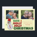 Cartão De Festividades Feliz Feliz Snowman Holly Jolly Natal<br><div class="desc">Felt Snowman Holly Jolly Cartão de Natal Você pegou todas aquelas peças de felicidade que estavam sentadas em sua caixa de artesanatos desde adolescente e decidiu fazer algo bonito e divertido para as férias. Entre na cara do boneco de neve! Todos os nossos designs são totalmente personalizáveis! Altere os nomes,...</div>