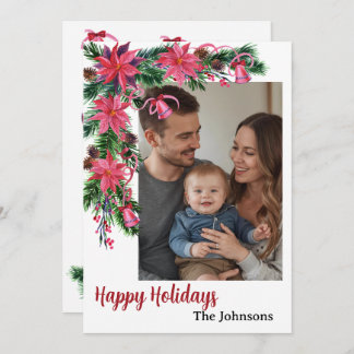 Cartão De Festividades Feliz feriado 1 foto aquarela botânica