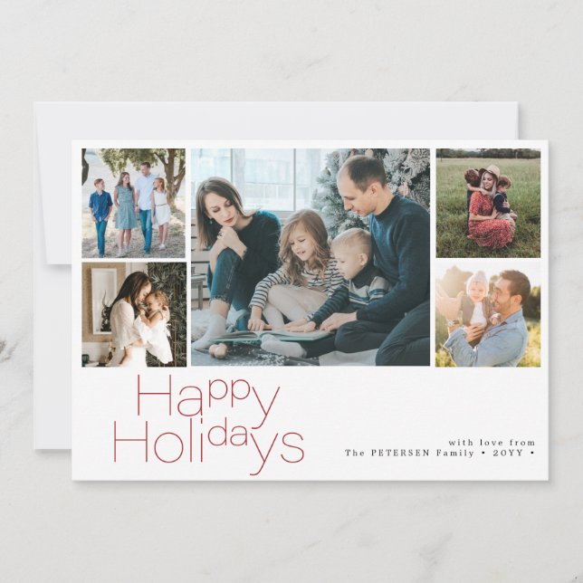 Cartão De Festividades Feliz feriado 5 colagem fotográfica moderna (Frente)