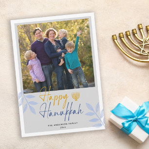 Cartão De Festividades Feliz Feriado da Cinza Leve Hanukkah