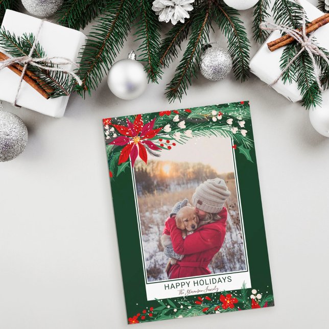 Cartão De Festividades Feliz feriado, foto de neve floral (Criador carregado)