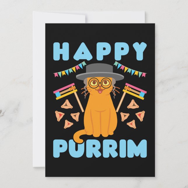 Cartão De Festividades Feliz Feriado Judeu Purrim Purim Cat (Frente)