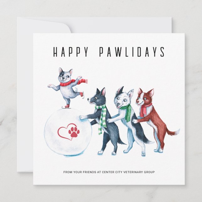 Cartão De Festividades Feliz Feriado Pawlidays Veterinário (Frente)