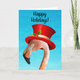 Cartão De Festividades Feliz Feriado Rosa Flamingo