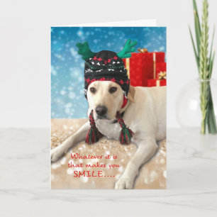 Cartão De Festividades Feliz Feriados Cachorro Labrador Bonito com Antler