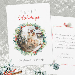 Cartão De Festividades Feliz Feriados, Férias Botânicas Fora Elegante Fot