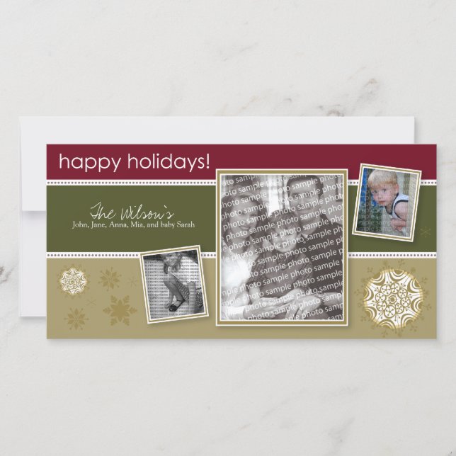 Cartão De Festividades Feliz Feriados Snowflake 3-Photo: 03 (Frente)