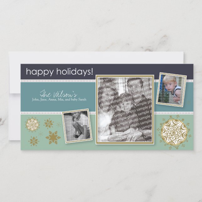 Cartão De Festividades Feliz Feriados Snowflake 3-Photo: 05 (Frente)
