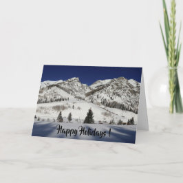Cartão De Festividades Feliz Feriados! Vazio com montanha de neve