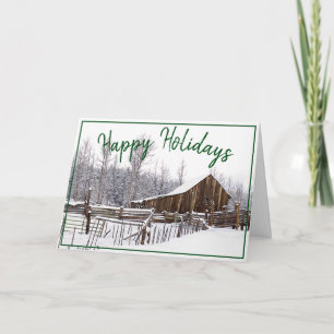 Cartão De Festividades Feliz Feriados Vintage Winter Snowy Barn Photo