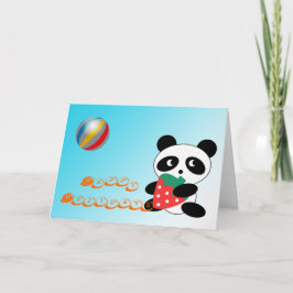 Cartão De Festividades Feliz Férias! Belo panda com morango