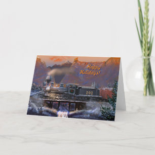 Cartão De Festividades Feliz Férias! Colorado Steam Train/Snow
