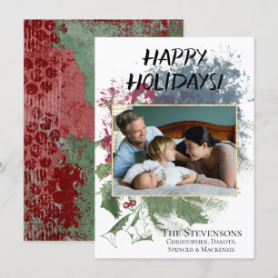 Cartão De Festividades Feliz Férias Foto Chic Grunge de Natal Moderno
