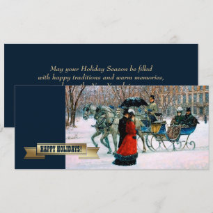 Cartão De Festividades Feliz Férias. Placa de Cena Parisiense Vintage Wi