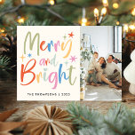 Cartão De Festividades Feliz Festiva Colorida e Foto Brilhante Natal<br><div class="desc">Feliz Festiva Colorida e Cartão de Férias da Família Brilhante</div>