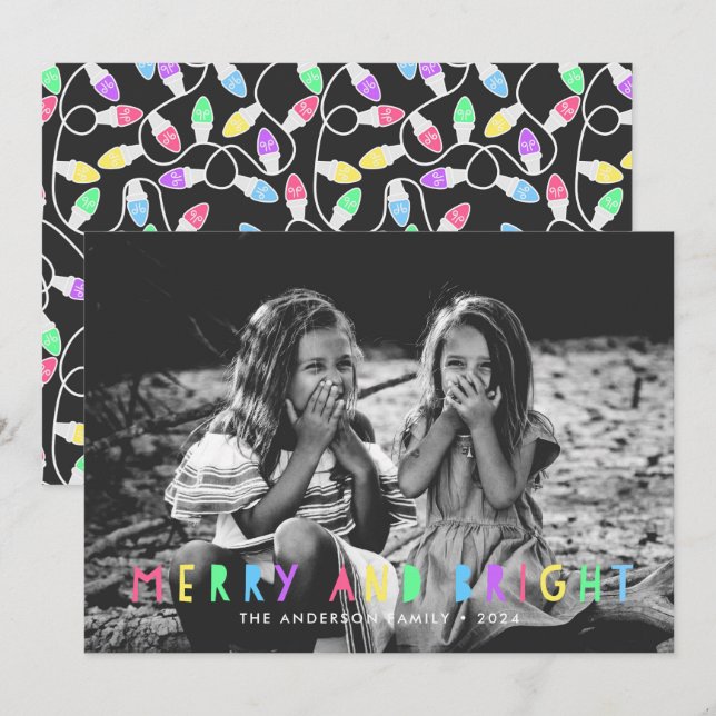 Cartão De Festividades Feliz festiva e Solteiro brilhante Foto de Natal (Frente/Verso)