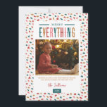 Cartão De Festividades Feliz Festiva Tudo 4 Foto<br><div class="desc">Cartões de foto de Natal impressos personalizados modernos com um modelo DIY simples para personalização. Este design festivo apresenta uma tipografia colorida e um fundo abstrato de um ponto bonito em cores vermelho, verde, dourado e rosa. Adicione fotos da sua família, saudações pessoais, nomes e o ano. Use as ferramentas...</div>