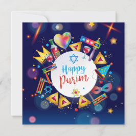 Cartão De Festividades Feliz Festival de Purim Hamantaschen e Gragger Heb