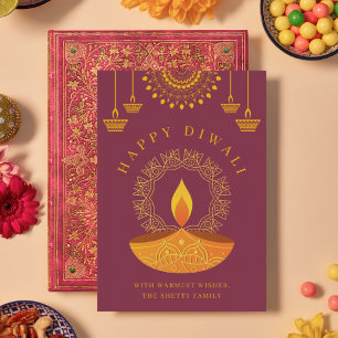 Cartão De Festividades Feliz Festival Diwali de Luzes Diya