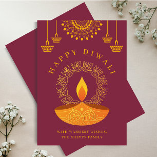 Cartão De Festividades Feliz Festival Diwali de Luzes Diya